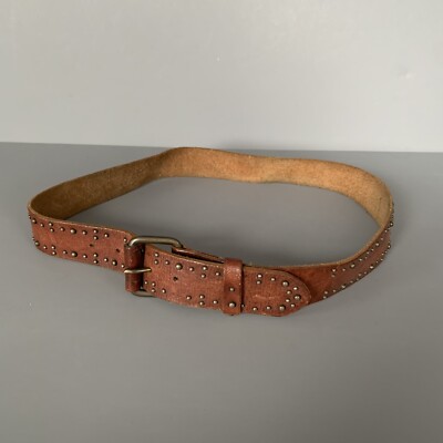 Western-Style Vintage Studded Leather Belt WOMENS M Brown  display picture 2