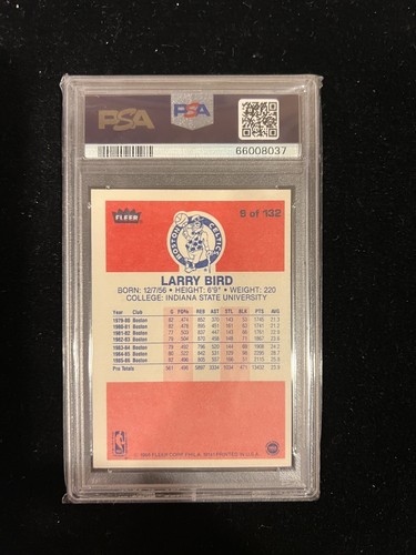 Larry Bird Signed 1986 Fleer Card PSA/DNA AUTO GEM MINT 10 AUTOGRAPH Authentic - Picture 4 of 5