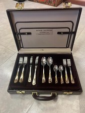 BESTECKE GOTTINGHEN Set posate 12 persone acciaio inossidabile placcate oro 24k