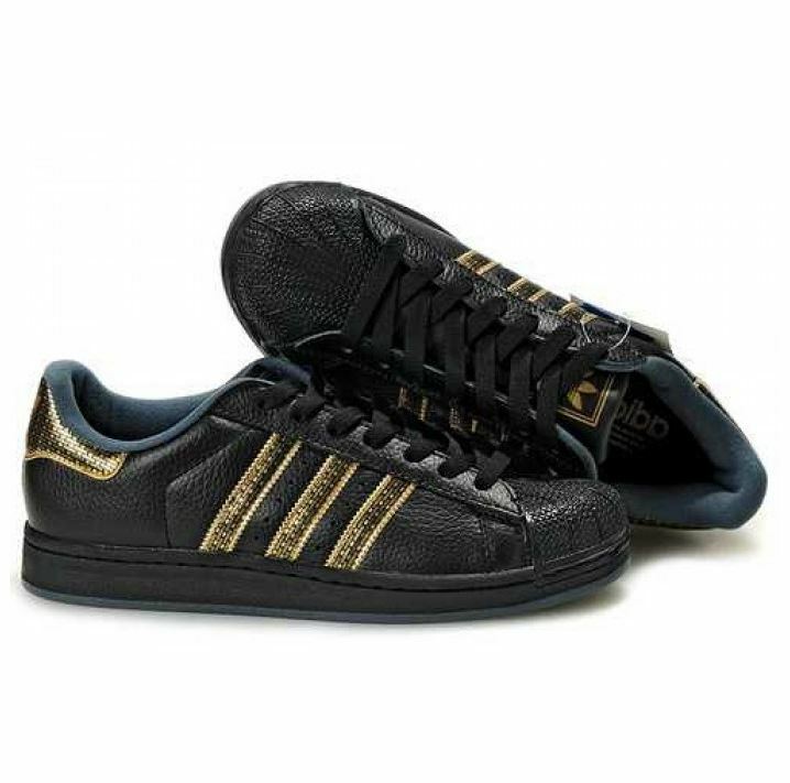 adidas superstar shoes black and gold