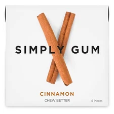 Simply Gum Chewing Cinnamon 6 Pack (90 pieces) Natural Organic Kosher Aspartame
