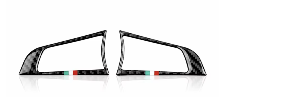 For Alfa Romeo  Stelvio Steering Wheel Cover Sticker Decal Carbon Fiber BLACK