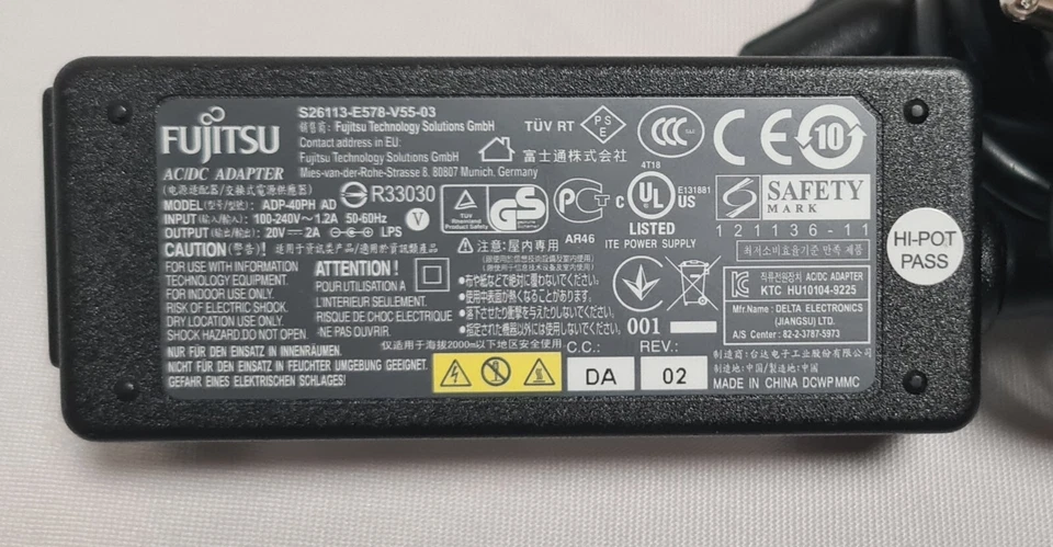 FUJITSU ADP-40PH AD Netzteil 20V 2A 40W S26113-E578-V55-0X S900 S920 S720 - Bild 2 von 3