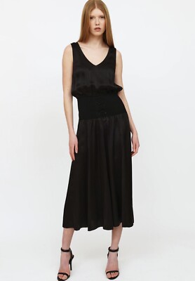 Aritzia Le Fou Wilfred Black Silk Maxi Dress, Size Small | eBay