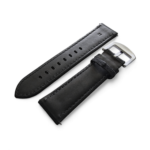 High Quality Canvas Nylon Sailcloth Watch Strap Band Black Mens 18 20 22 24 mm - Picture 34 of 95