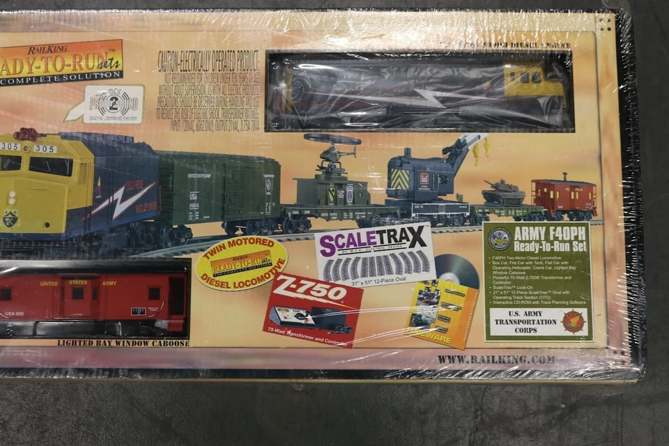MTH O Gauge RailKing Army F40PH R-T-R Train Set w/ PS.2 SEALED 30-4054-1 - Image 4 of 4