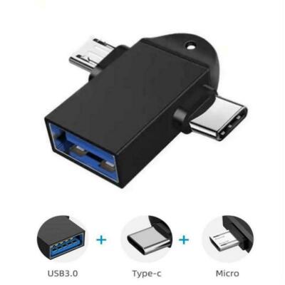 3-in-1 OTG USB 3.0 Female to USB 3.1 Type C & Micro-B Male Adapter Converter