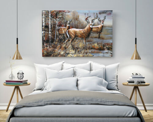 Wild Deer Buck in Forest Stag Animal Nature Landscape Canvas Wall Artwork Deal