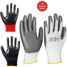 12 or 24 PAIRS OF NITRILE COATED WORK CONSTRUCTION GARDENING GLOVES SIZES 7 - 10
