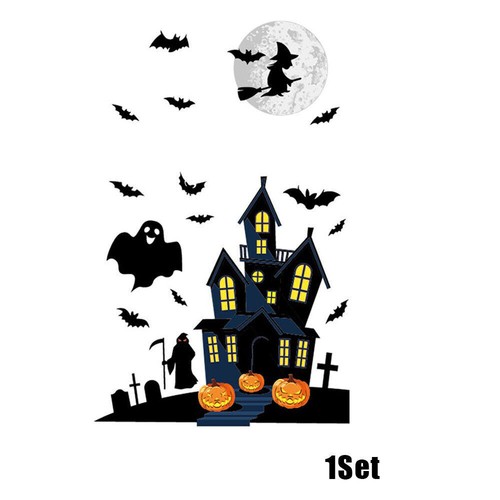 Ghost Bat Witch Window Sticker Halloween Glass Sticker Haunted Electrostatic PVC - Picture 3 of 12