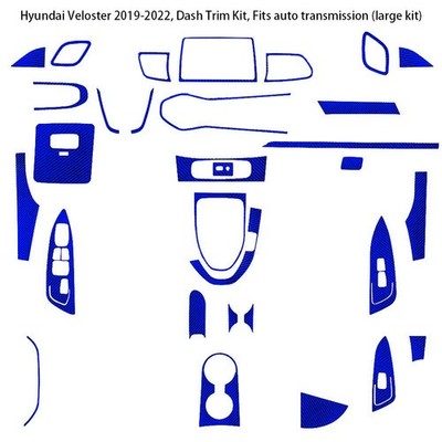 Blue Carbon Fiber Full Sets Trim Cover Kit For Hyundai Veloster JS 2019-2022