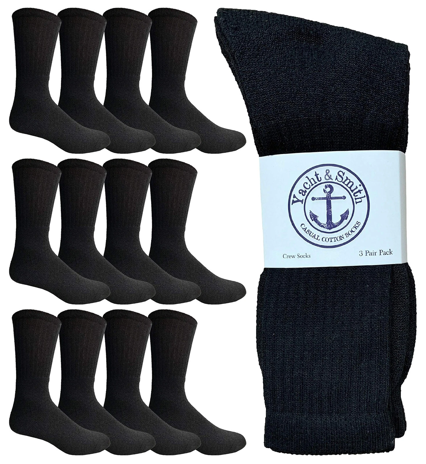 Yacht & Smith 12 Pairs of Mens Cotton Socks,Athletic Socks Shoe Size 10-13,Black
Opens in a new wind