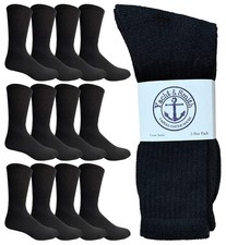 Yacht  Smith 12 Pairs of Mens Cotton Socks,Athletic Socks Shoe Size 10-13,Black