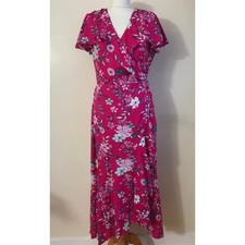 Joe Browns Pink floral Francesca dress 10 Ruffled Summer