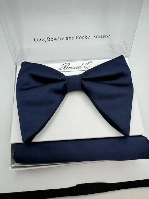 Marca Q Pajarita y Cuadrado de Bolsillo - Azul Oscuro LBT100-G NUEVO Foto 3 de 4