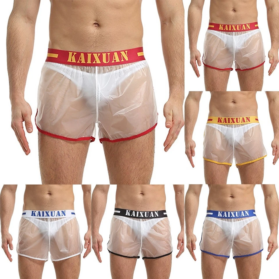 Klassische elastische PVC Fitnessshorts für Herren transparentes Design für Sommeraktivitäten - Bild 2 von 4