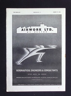Original 1944 Anzeige Airwork Ltd Luftfahrtingenieure Heston