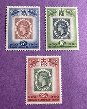 St Lucia 1960- MNH Scott 176-178. Postage Stamp Centenary.