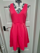 Forever 21 Coral Fit & Flare Dress M NWT Scalloped Neck Sleeveless Party Style