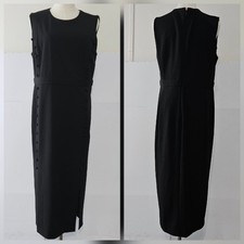 Calvin Klein Size 12 Black Polyester Women's Tank Dress with Multiple Button Acc