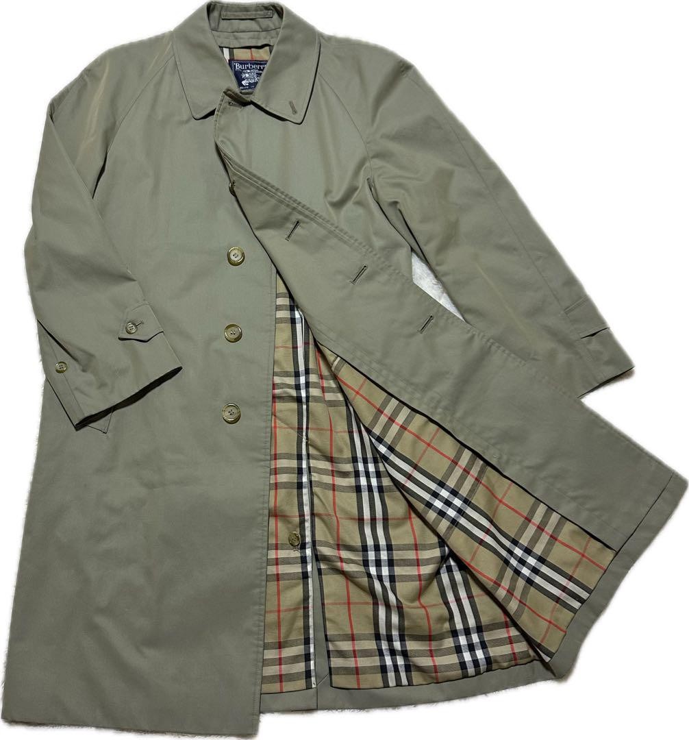 Burberry London Balmacaan Coat Nova Check Pattern Khaki Size L For Men thumbnail 22