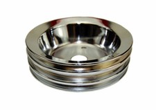 Chrome Steel Swp Triple Groove Crankshaft Pulley - Fits Chevy Sbc 283-350