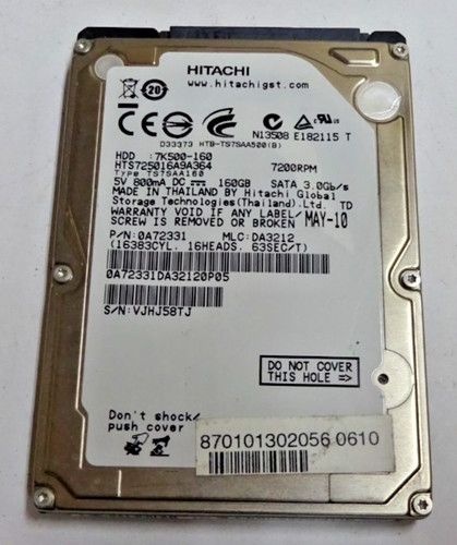 HITACHI *HTS725016A9A364* 160 GB * SATA HDD Notebook 2,5 Zoll #NFP1663