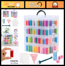 4-Tier Diamond Painting Storage Box - 200 Slots Portable Bead Organizer, Stackab