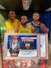 2023-24 Panini Prizm Fast Break Dennis Rodman Variation Blue Disco Auto /49 PSA