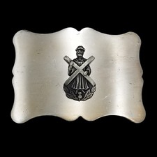 Vintage Saint Andrews Scottish Man With Cross Kilt Belt Buckle Silver Tone