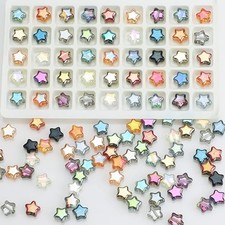 200Pcs Colorful Glass Star Beads Mixed Eletroplated Star Beads for Jewelry Br...
