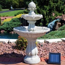 Resin Outdoor 2-Tier Solar Water Fountain wit...