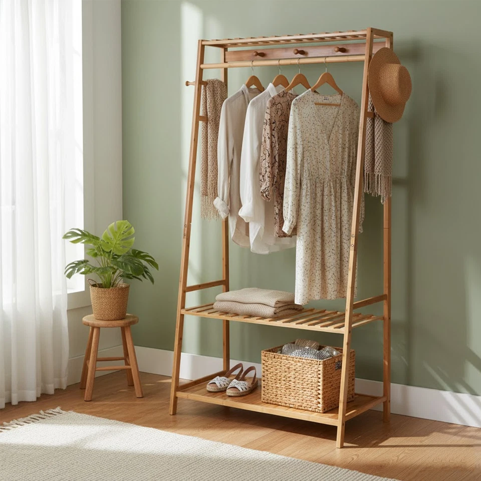 Kleiderschrank offen begehbar Garderobenschrank Mehrzweckschrank Lagerregal Holz