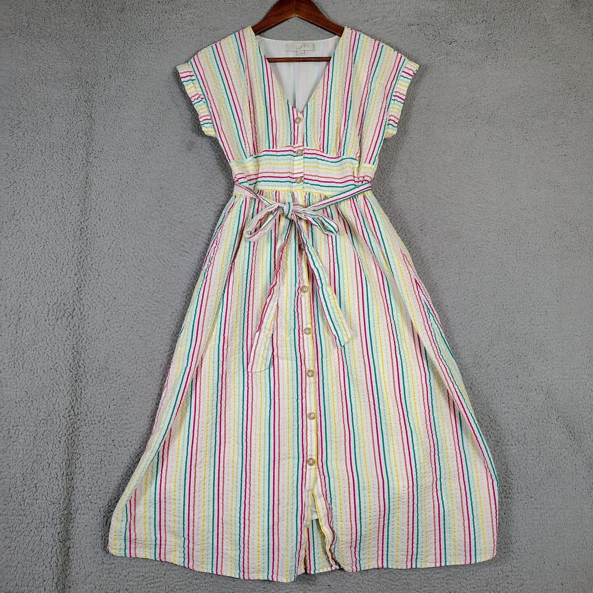 Robe Ann Taylor Loft Lin Rayée Noir Blanc Sans Manches Taille S 6