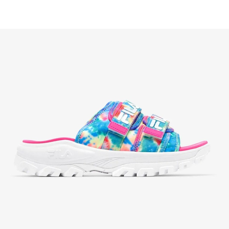 Sandali da donna Fila Sport rosa multicolore tie dye slide taglia 11 scarpe outdoor