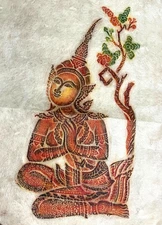 RARE!   Temple Rubbing On Rice Paper!   21" x 14"    Sent Rolled