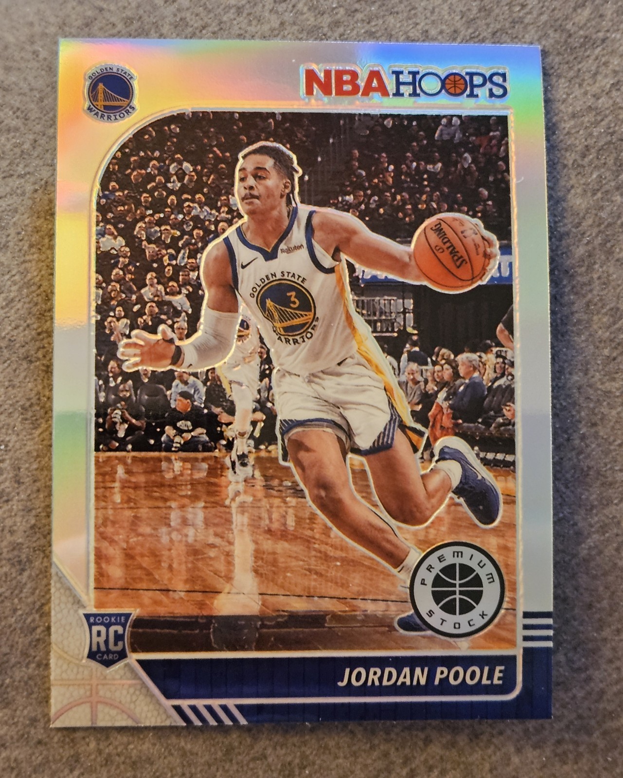 2019-20 Panini NBA Hoops Premium Stock Jordan Poole Silver Prizm Rookie #223