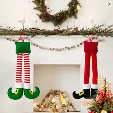 2025 Christmas Stripes Red Elf Legs Hanging Tree Decoration Car Legs Decorative