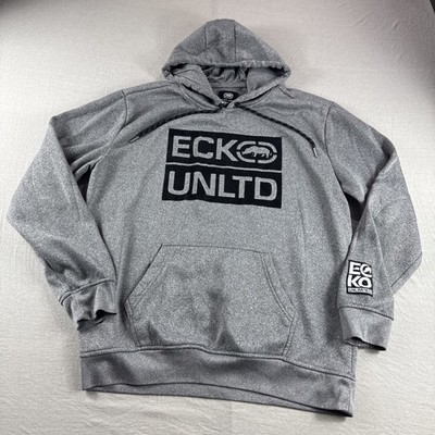 Ecko Unltd Hoodie Mens L Gray Pullover Y2K Sweatshirt Drawstring Baggy Skater