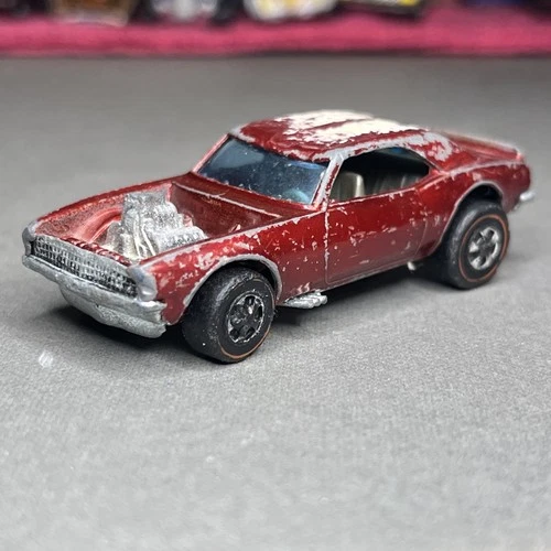 Hot Wheels Redline Heavy Chevy, Spoiler, Red HK, Tabbed Base, Champagne Interior