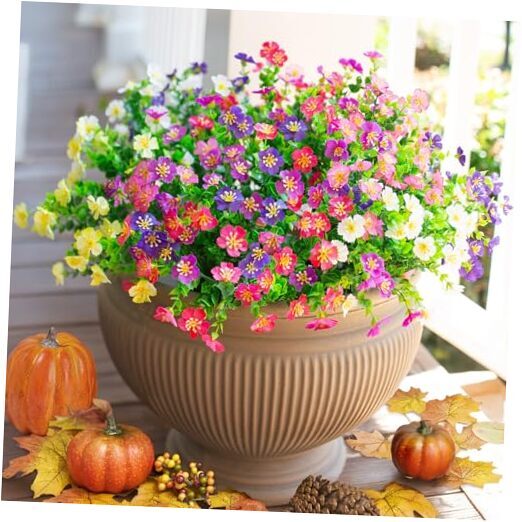 Ivydale 12 Bundles Artificial Faux Flowers Outdoor Plants for 6 Colors Mixed