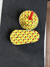 2 Vintage 1950s Tin Litho Rattle Bell Noisemakers