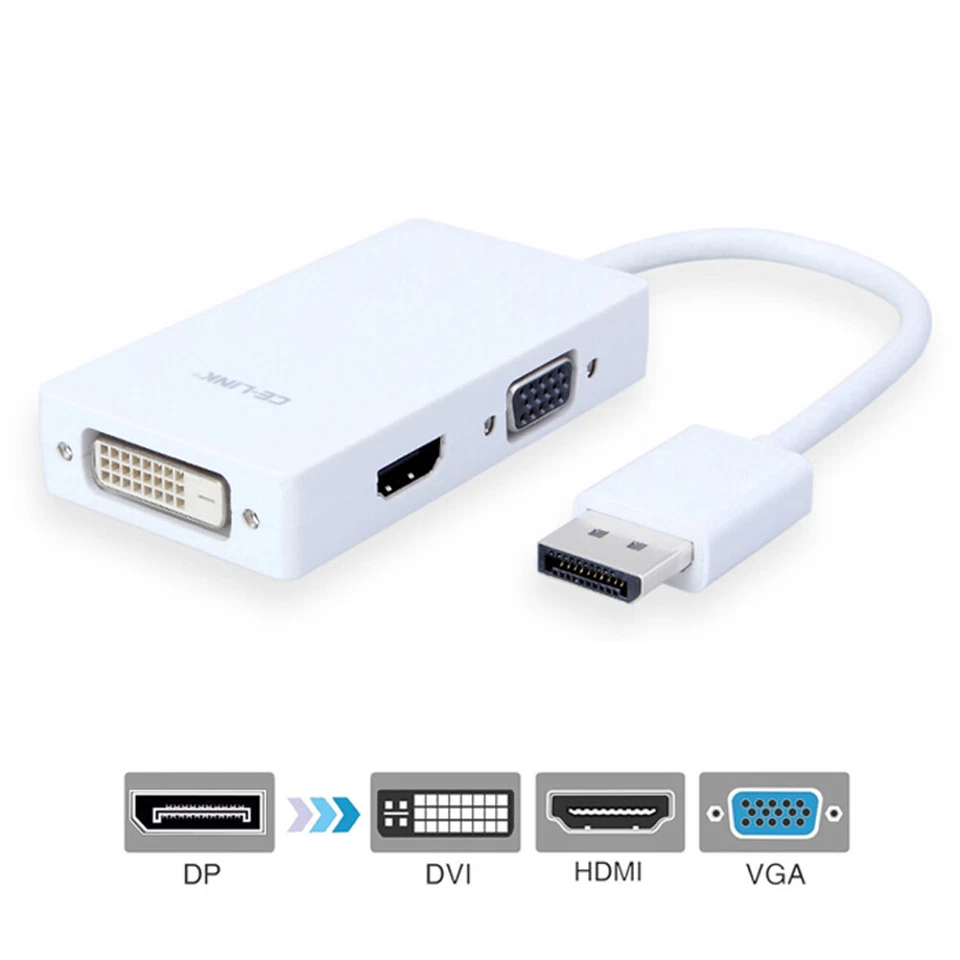 B59 Displayport auf HDMI DVI VGA Adapter DP Konverter 3in1 unterstützt 1080P - Bild 3 von 4