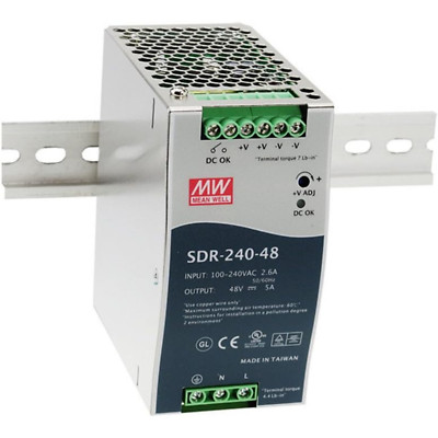 MEAN WELL Power Supply SDR-240-48 AC to DC DIN-Rail, 48V, 240W, 5A