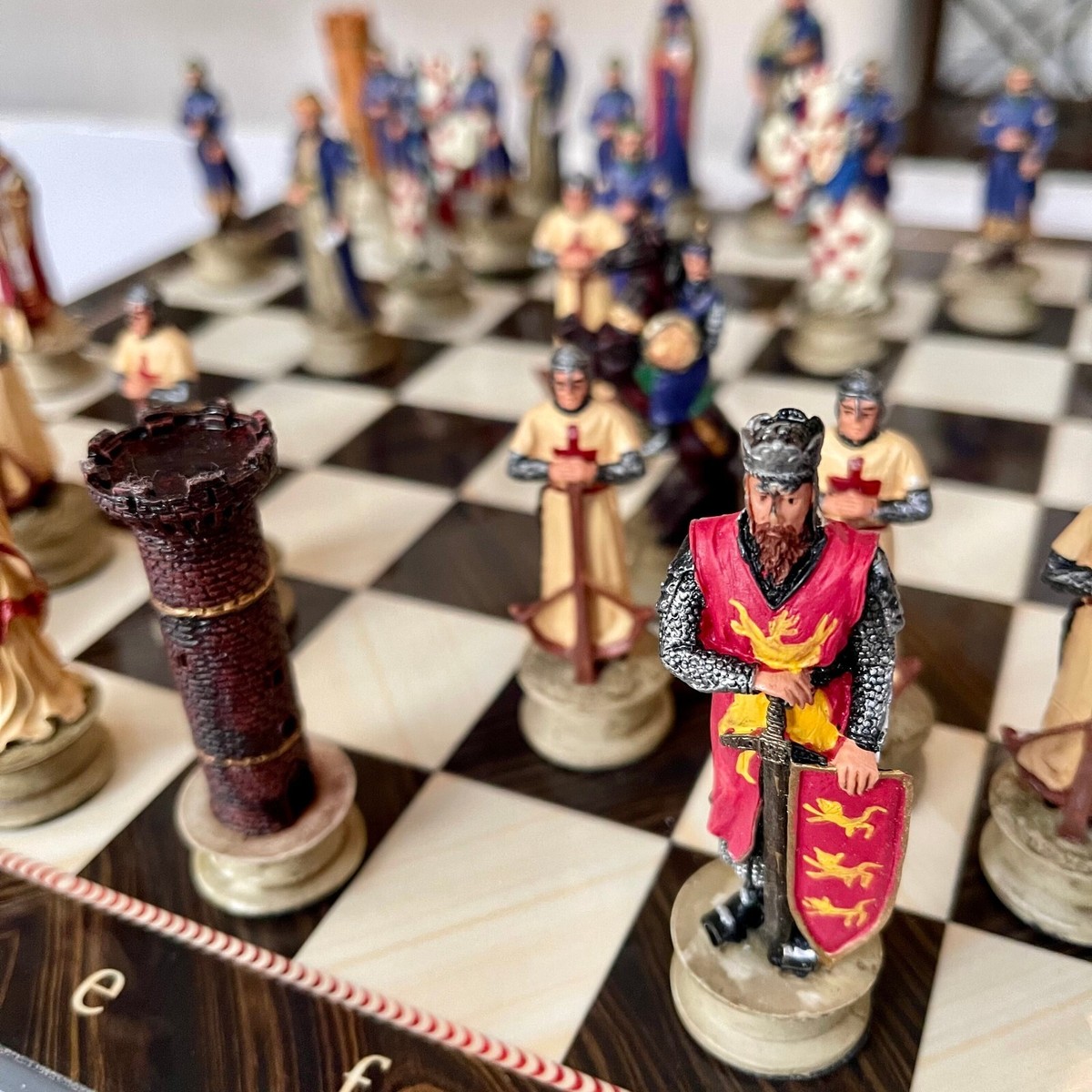 Luxury Chess Set, Handmade Chess Board, Resin Chess Pieces, Gorgeous Walnut Bras