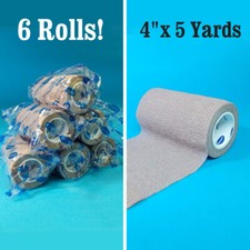 6 Rolls 4"x5 Yd Co-Lastic Elastic Self-Adherent Bandage First Aid or Sports Wrap