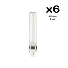 6 PCS UV Light Bulbs 9W Watt G23 Base for Aquarium UVC Sterilizer