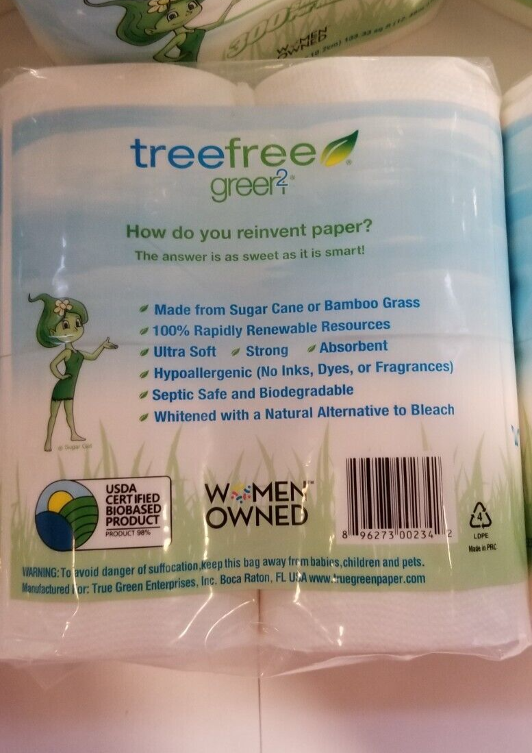 Green2 Tree Free Bamboo Sugar Cane Toilet Paper 12 Packs 48 Rolls