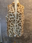 Leopard Print Fleece Vest Women's Size L Zip Up Cozy Warm Outerwear