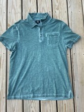 Rock Republic Men's Polo Shirt Front Pocket Green Oil Rubbed Look Size XL